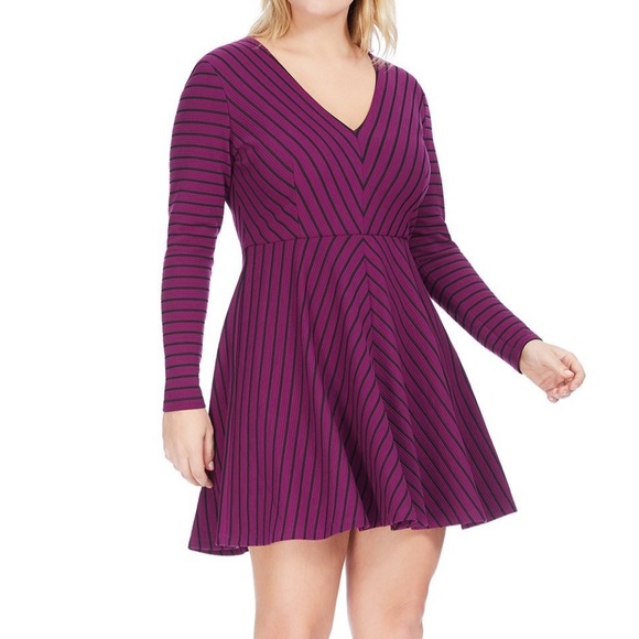 Modcloth Dresses & Skirts - Hutch purple stripe fit and flare